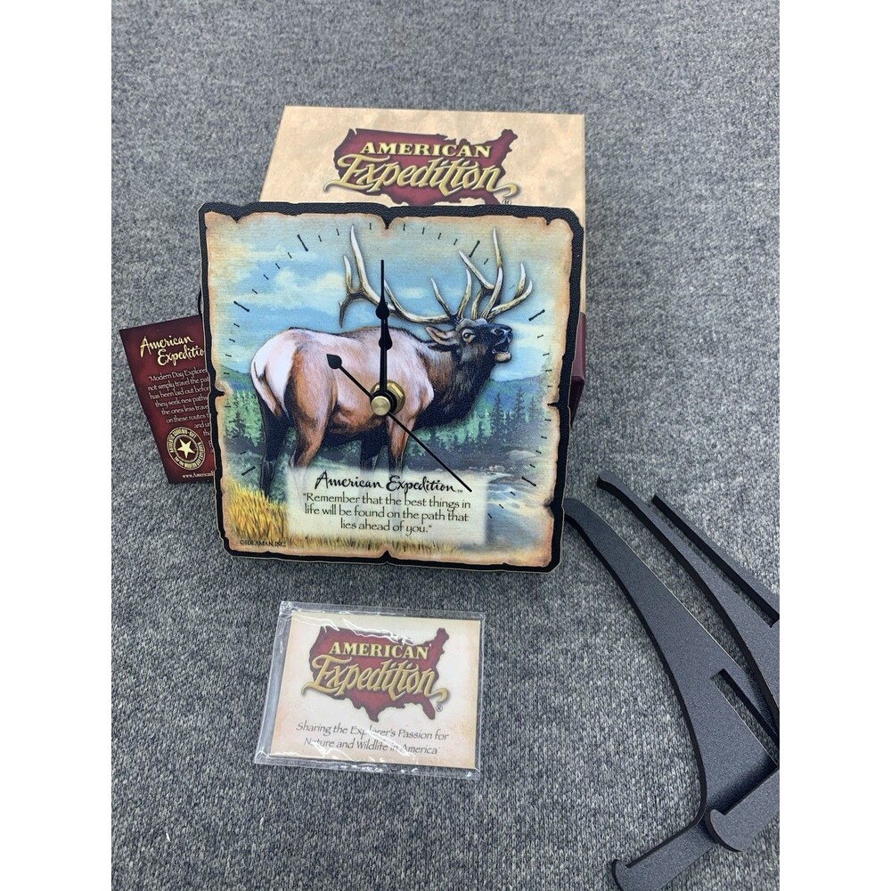 American Expedition Wildlife Desk Clock Elk NEW Rare Find!